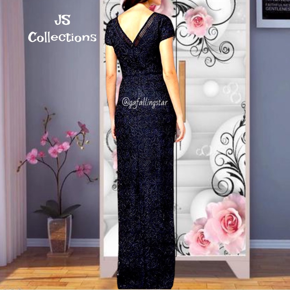 JS Collections Sequin Embellished Crochet Column Gown NWT - Picture 2 of 16